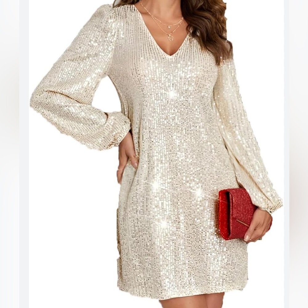 NWT elegant Cream Sequin Dress